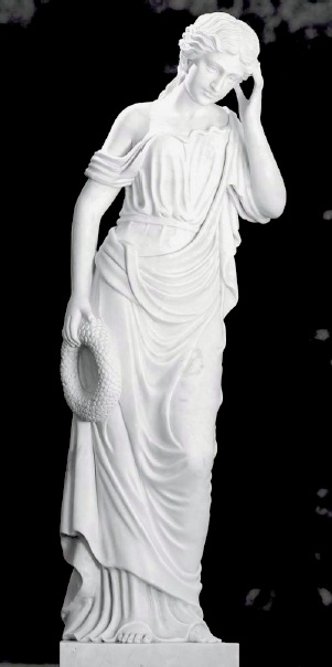 Trauernde Frau fr den Friedhof als Grabmal oder Grabstein. Marmor.